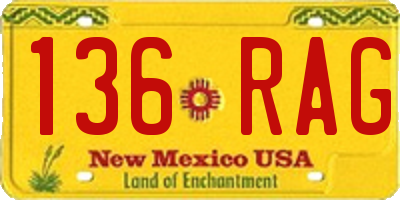 NM license plate 136RAG