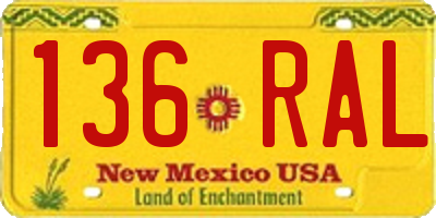 NM license plate 136RAL