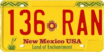 NM license plate 136RAN