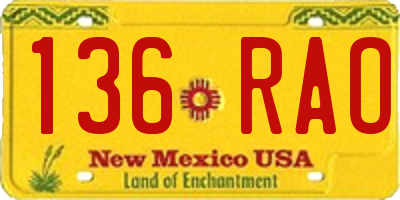 NM license plate 136RAO