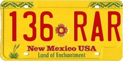 NM license plate 136RAR