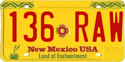 NM license plate 136RAW