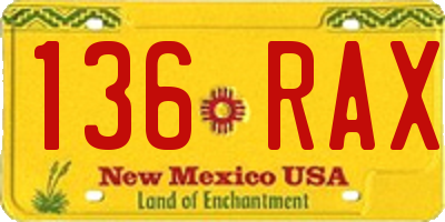 NM license plate 136RAX