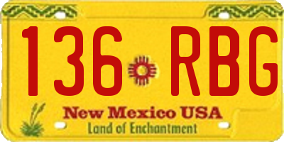 NM license plate 136RBG
