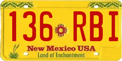 NM license plate 136RBI