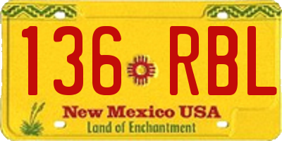 NM license plate 136RBL