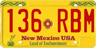 NM license plate 136RBM