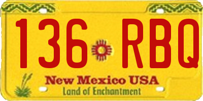 NM license plate 136RBQ