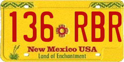 NM license plate 136RBR