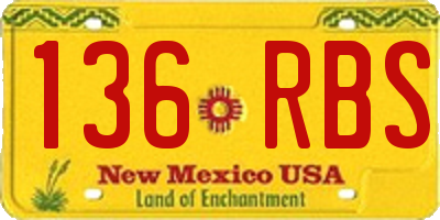 NM license plate 136RBS