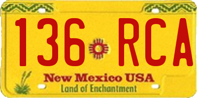 NM license plate 136RCA