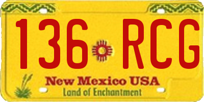 NM license plate 136RCG
