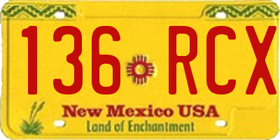 NM license plate 136RCX