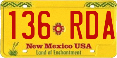 NM license plate 136RDA
