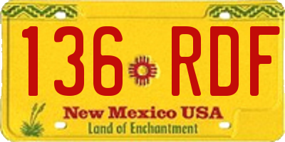NM license plate 136RDF