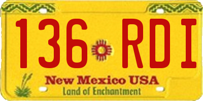 NM license plate 136RDI