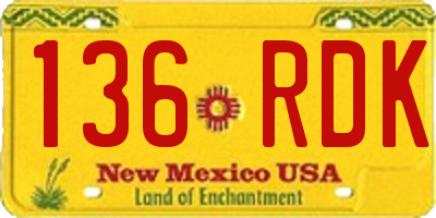 NM license plate 136RDK