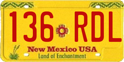 NM license plate 136RDL