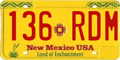 NM license plate 136RDM