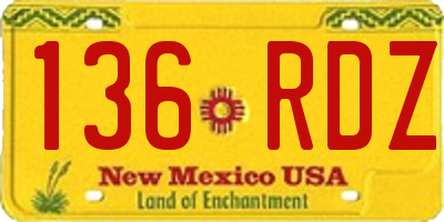 NM license plate 136RDZ