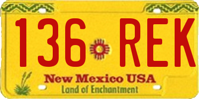 NM license plate 136REK