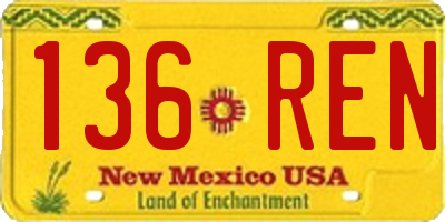 NM license plate 136REN