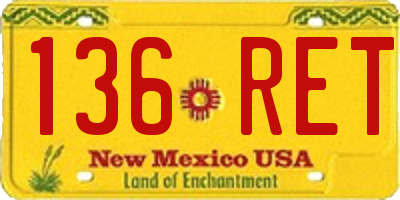 NM license plate 136RET