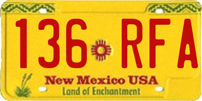 NM license plate 136RFA