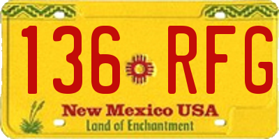 NM license plate 136RFG