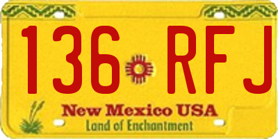 NM license plate 136RFJ