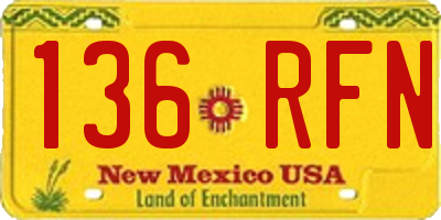 NM license plate 136RFN