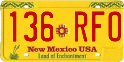 NM license plate 136RFO