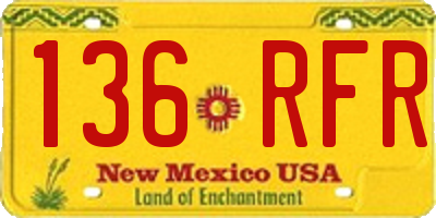 NM license plate 136RFR