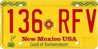NM license plate 136RFV