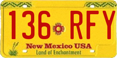 NM license plate 136RFY