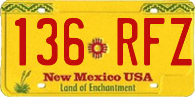 NM license plate 136RFZ