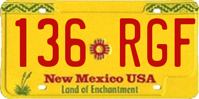 NM license plate 136RGF