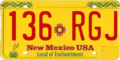 NM license plate 136RGJ