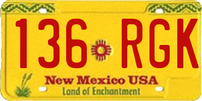 NM license plate 136RGK