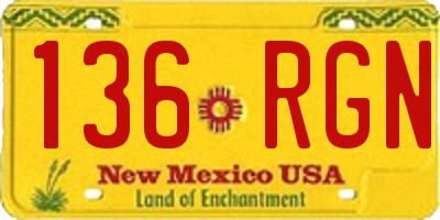 NM license plate 136RGN