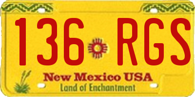 NM license plate 136RGS