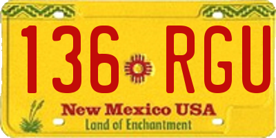 NM license plate 136RGU