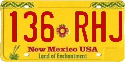 NM license plate 136RHJ