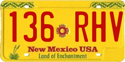 NM license plate 136RHV