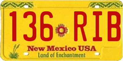 NM license plate 136RIB