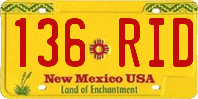 NM license plate 136RID