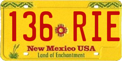 NM license plate 136RIE