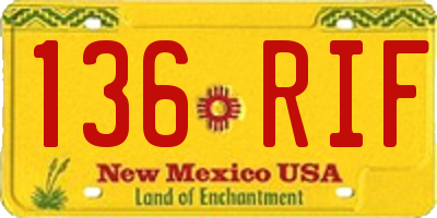 NM license plate 136RIF