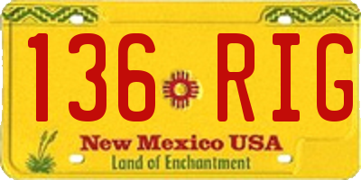 NM license plate 136RIG