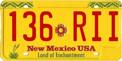 NM license plate 136RII